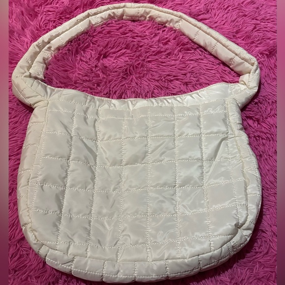 Quilted Puffer Tote Bag-Cream - Picture 2 of 4